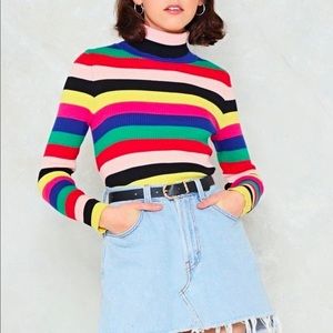 Nastygal striped turtleneck sweater